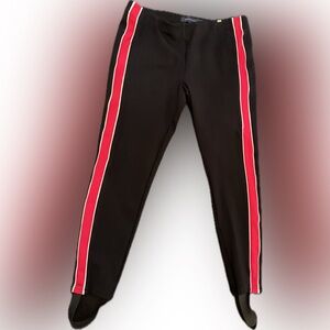 Tommy Hilfiger jogger navy blue w/red side stripes stirrup stretch pants. Size M